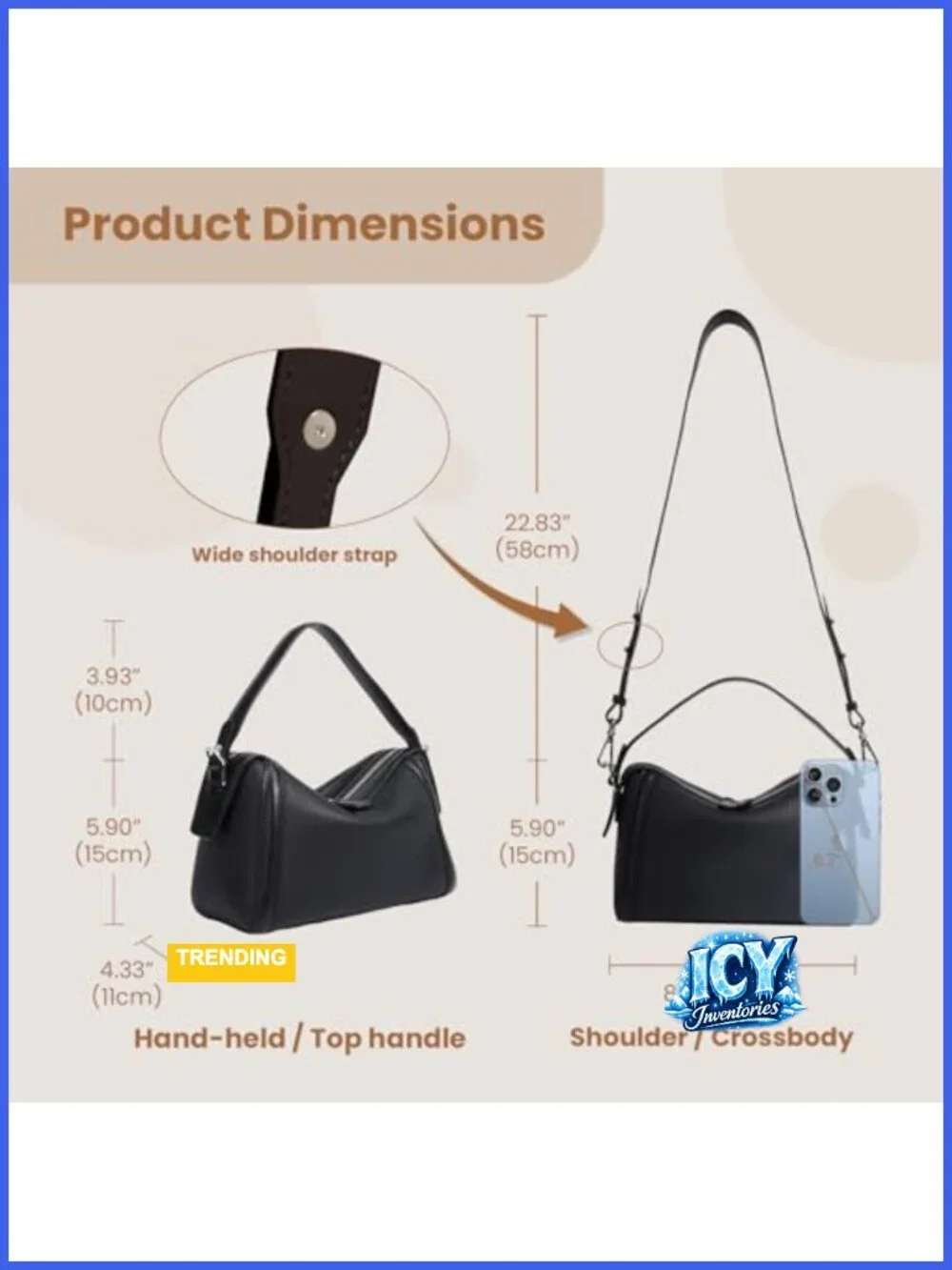 Genuine Leather Satchel Purse Women Top Handle Crossbody Bag Adjustable Strap